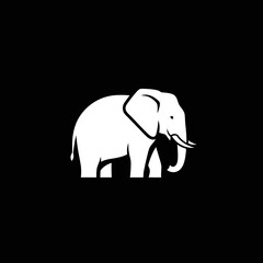 Fototapeta premium Stylized white elephant silhouette against a stark black background