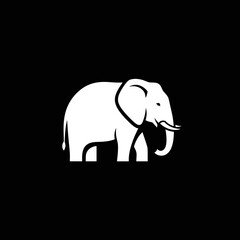 Fototapeta premium A white elephant silhouette stands against a black background