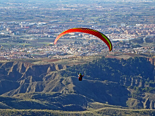 Paraglider at Cenes in the Sierra Nevada, Spain	