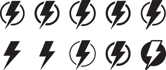 Fototapeta premium Black lightning bolt symbol electricity energy