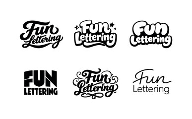 Fototapeta premium Typography fun lettering. Set lettering. harmonious lettering variations of the same emblematic concept, each with different artistic
