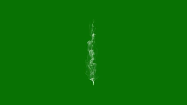 Abstract Dynamic Swirling Smoke and Fog Elements Rising, White steam spins and rises from the pan, Dissipating for VFX Overlay, Atmospheric Effects, White smoke slowly moving on a green background. 4k