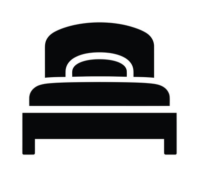 Black and white vector design of a minimalist single bed icon