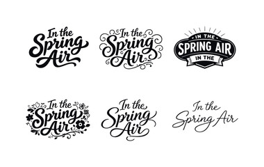Fototapeta premium In the spring air. Set lettering. harmonious lettering variations of the same emblematic concept, each with different artistic interpretation