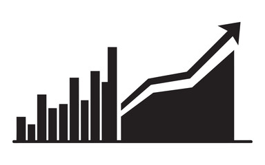 Financial growth chart with rising bar graph and upward trend line vector