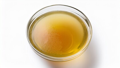 Clear Chicken Broth In A Glass Bowl On White Background Isolated Generative Ai