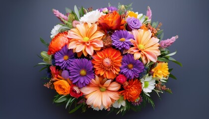 Ilustrasi Bunga Colorful Flat Floral Bouquet