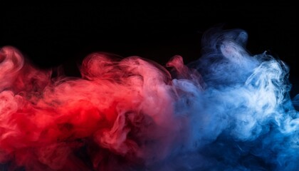 Red And Blue Smoke Clouds On Black Transparent Background