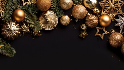 A Black Background With A Bunch Of Christmas Ornaments