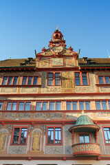 Historic Town Hall Rathaus of Tubingen with Astronomical Clock and Painted Facade