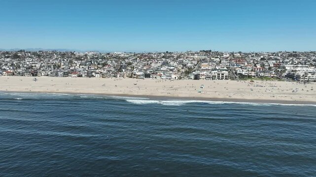 Los Angeles Beach City Aerial Shot Hermosa Beach Orbit L California USA