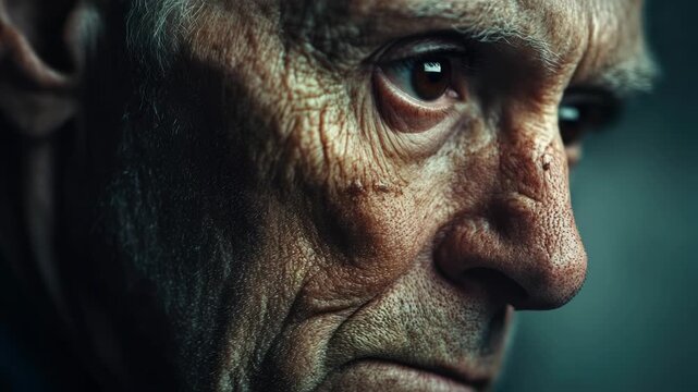 Old man's wrinkled face
