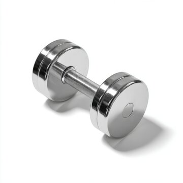 Single chrome dumbbell on a white background
