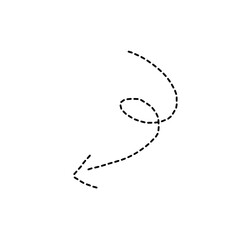 Dashed Curved Arrow Direction Path Hand Drawn Style