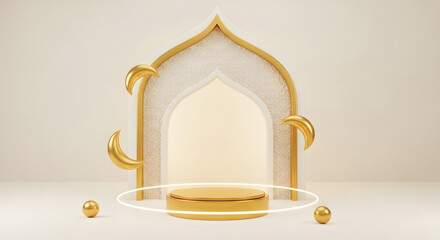Golden decorative altar with intricate details and matching candle holders Vector