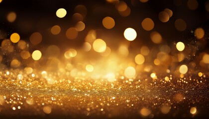 Panoramic Golden Luxury Bokeh Light Background