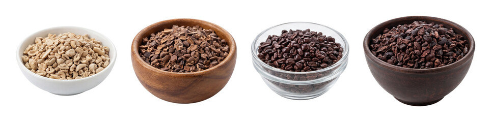 Fototapeta premium Cocoa nibs bowl set.