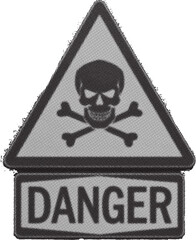 Warning sign featuring skull and crossbones graphic indicating immediate danger
