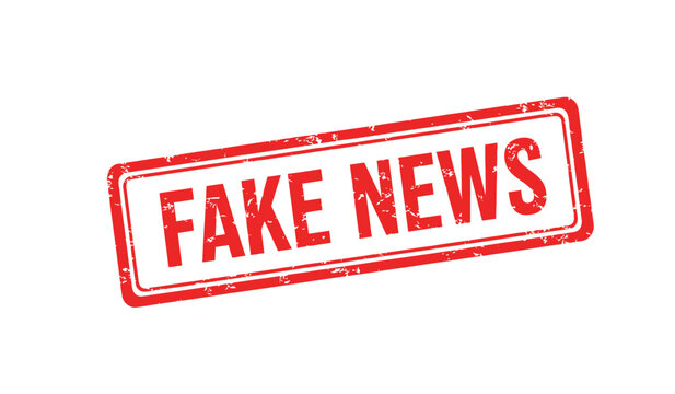 A red stamp with the words fake news on a indicating misinformation or disinformation being spread