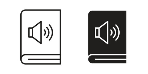 Audio book icon in black solid style. linear symbol.
