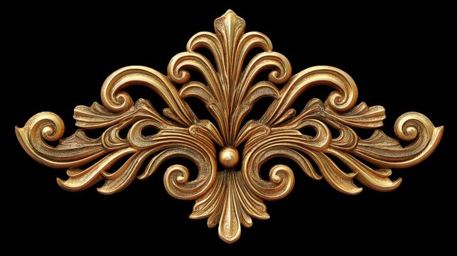 Elegant gold ornamental design with intricate flourishes on black background.