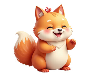 Fototapeta premium A cartoon illustration of a foxy character sitting on its hind legs, ready for action