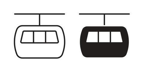 Chairlift icon in black solid style. linear symbol. © Haider
