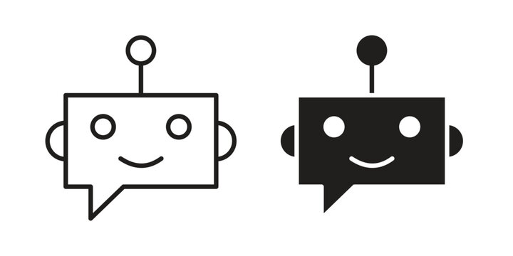 Chat bot assistance icon in black solid style. linear symbol.