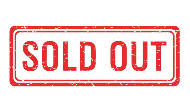 Red sold out stamp on with distressed texture
