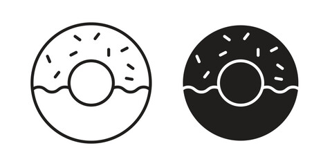 Obraz premium Donut icon in black solid style. linear symbol.