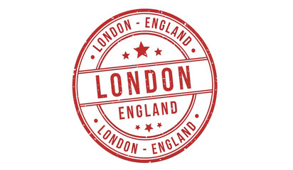 Red london england stamp logo with stars on for travel or city concept