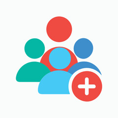 Obraz premium Add Member to Group Icon, Colorful People Illustration