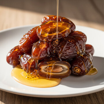 dates with melted honey