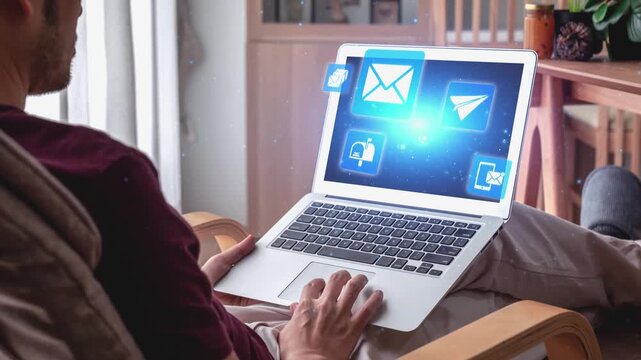 Email icons show digital communication, email service, and inbox management. Email supports online messaging, email notification, and secure exchange. Gist
