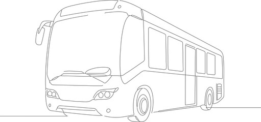 Simple Outline Detailed Tour Bus Transportation Vehicle Travel Illustration © Artozo