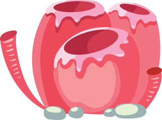 Obraz premium Red tropical coral cartoon icon. Underwater life