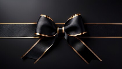 Elegant Black Ribbon Banner With Gold Trim Ideal For Awards Announcements Or Luxury Branding