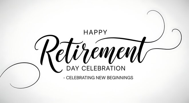 Happy Retirement Day Celebration with Elegant Swirls and New Beginnings Message
