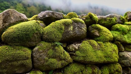 Moss Growing On A Stone Wall