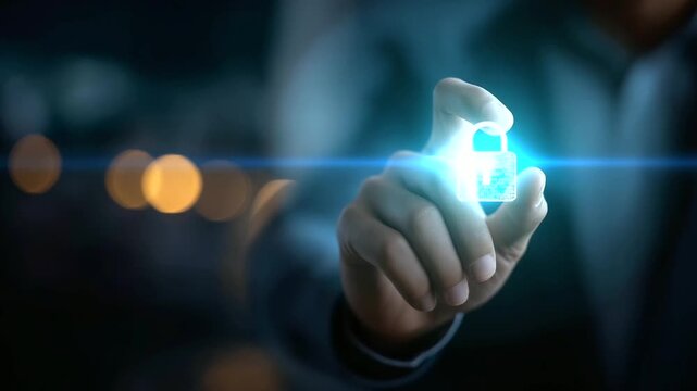 Unlocking data visualization concept, information access display, security breach representation, encryption compromise scenario, digital key system, defocused technological backgr