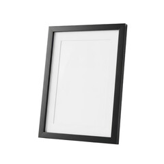 Fototapeta premium Black picture frame with white mat for photo or artwork tilted