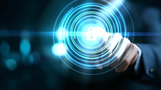 Cyber security digital crime concept visualization, data protection from hackers, threat prevention system, information security interface, privacy control display, defocused techn