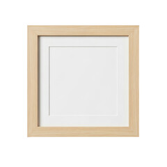 Fototapeta premium Modern wooden picture frame with white mat and blank white center for artwork or photo isolated on transparent background
