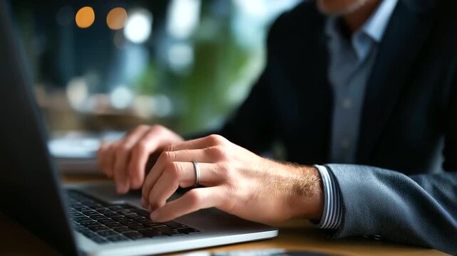 Faceless businessman hands deceived by internet scam, personal data protection concept, identity theft scenario, fraudulent online activity, credit card information theft, defocuse