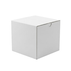Naklejka premium Plain white cardboard box closed with lid on transparent background studio shot product packaging