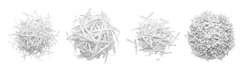 Shredded paper pile set.