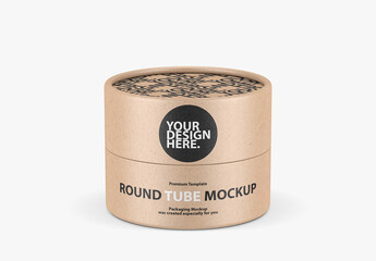 Short Round Kraft Paper Tube Mockup