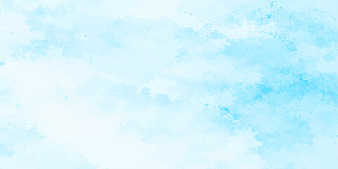 Obraz premium An abstract blue watercolor sky background features soft white clouds and a bright summer texture to create a clear sunny day atmosphere
