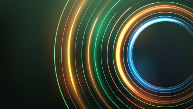 Dynamic Glowing Neon Circles Background, Vector Illustration