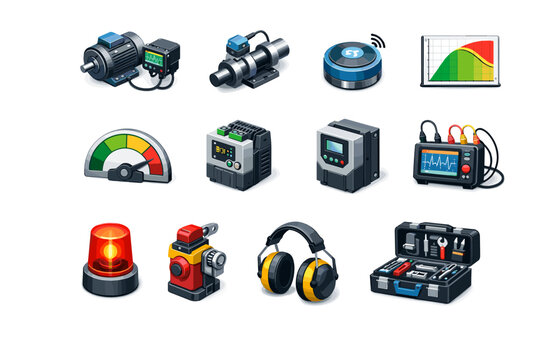 Motor vector beacon factor drive safety energy light icon monitor temperature monitoring